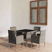vidaXL 5 pcs conjunto de jantar para jardim vime PE antracite