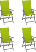 vidaXL Cadeiras jardim reclináveis c/ almofadões 4 pcs acácia maciça