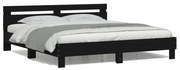 Estrutura cama c/ cabeceira e luzes LED 180x200 cm preto