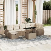 vidaXL 8 pcs conjunto de sofás p/ jardim com almofadões vime PE bege