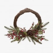 Coroa Decorativa De Natal Em Rattan Com Pinhas Gryla Castanho Chocolate - Sklum