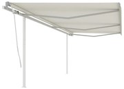 vidaXL Toldo retrátil manual com postes 6x3 m cor creme