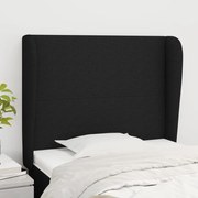 vidaXL Cabeceira de cama c/ abas tecido 103x23x118/128 cm preto