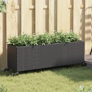 vidaXL Canteiro jardim c/ rodas 2pcs 107x32x38cm vime PE preto