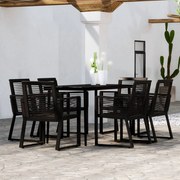 7 pcs conjunto de jantar para jardim preto