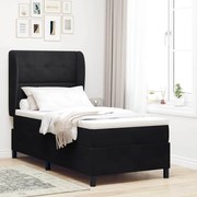 vidaXL Cama Box com colchão com cabeceira Preto 190 x 90 cm Poliéster