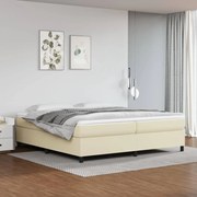 Cama com molas/colchão 200x200 cm couro artificial cor creme