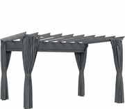Outsunny Pérgola aprox. 3,6x3 m Pavilhão de Jardim Cobertura de Terraço em Alumínio Pavilhão de Jardim com Teto Ajustável Cinza Escuro | Aosom Portugal