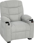 HOMCOM Poltrona Relax Elétrica Reclinável com Calor Lombar Massagem Vibratória Motor Silencioso Função Memória USB Cinza | Aosom Portugal