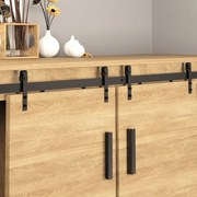 Ferragens para Portas de Correr 183 cm Kit para Porta de Correr Dupla em Madeira Largura 45 cm Aço Carbono Preto