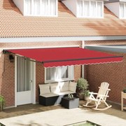 vidaXL Toldo Retrátil Manual Vermelho 400 × 300 cm Poliéster e Metal