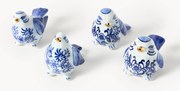 Objetos decorativos pintados à mão Blue Bird, conjunto de 4