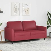 vidaXL Sofá de 2 lugares 140 cm couro artificial vermelho tinto