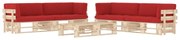 6 pcs conjunto lounge de paletes c/ almofadões pinho impregnado