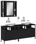 3 pcs conjunto móveis casa de banho derivados de madeira preto