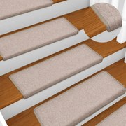 vidaXL Tapetes de escada 15 peças 65x21x4 cm cinza-claro com borda retangular