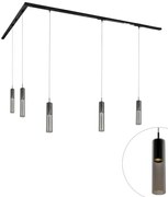 Sistema de iluminação de trilho moderno com 5 pendentes pretos monofásicos - Iconic Lloyd