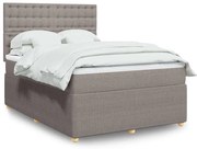 vidaXL Cama com molas/colchão 140x190 cm tecido castanho-acinzentado