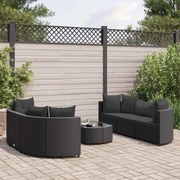 vidaXL 7 pcs conjunto de sofás p/ jardim c/ almofadões vime PE preto