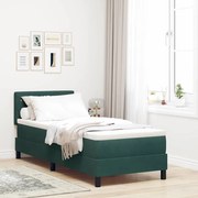 vidaXL Cama Box Spring LED com colchão Verde Escuro 80 x 200 cm Veludo