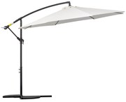 Outsunny Chapéu de Sol de Jardim Ø300x250cm Chapéu de Sol Excêntrico Inclinável com Manivela Base Cruzada Suporte de Aço Creme | Aosom Portugal