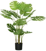 HOMCOM Planta Artificial Realista Monstera deliciosa 1 Vaso e Terra de Cimento 17,5x17,5x120 cm Verde | Aosom Portugal