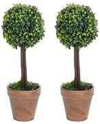 vidaXL Plantas bolas de buxo artificiais c/ vasos 2 pcs 56 cm verde