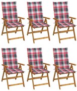vidaXL Cadeiras de jardim dobráveis c/ almofadões 6 pcs acácia maciça
