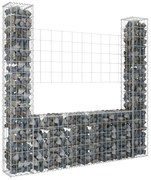 vidaXL Cesto gabião em forma de U c/ 2 postes 140x20x150 cm ferro
