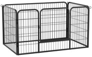 PawHut Parque para Animais de Estimação Retangular Gaiola para Cães 4 Paineis de Metal com Porta e Dupla Fechadura Cerca de Treinamento 129x84x70cm Preto