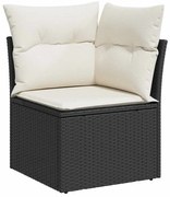 Conjunto de Sofás de Jardim de 8 Peças com Almofadas Preto Vime PE Acácia
