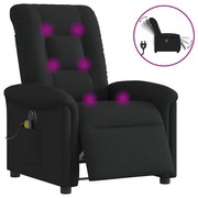vidaXL Poltrona reclinável de massagens elétrica tecido preto