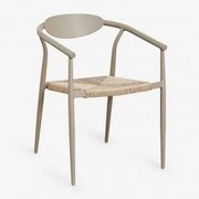 Cadeira De Jardim Empilhável Marsha Com Braços Em Alumínio E Rattan Sintético Moka Brown - Sklum