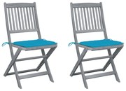 vidaXL Cadeiras exterior dobráveis c/ almofadões 2 pcs acácia maciça