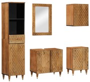 vidaXL 5 pcs conj. móveis p/ casa de banho madeira de mangueira maciça