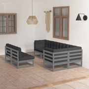 vidaXL 7 pcs conjunto lounge de jardim c/ almofadões pinho maciço