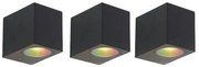 LED Conjunto de 3 candeeiros de parede inteligentes pretos GU10 50mm IP44 - Baleno Moderno