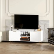 Móvel de TV Moderno Móvel de TV para Sala de Estar com 2 Compartimentos Abertos  para Televisores de 55 Polegadas 120x35x48 cm Branco