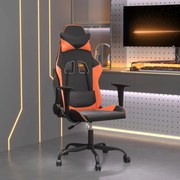 Cadeira gaming couro artificial preto e laranja