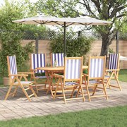 vidaXL Conjunto de Jantar para o Jardim 7 pcs Azul e branco 6-Pessoas