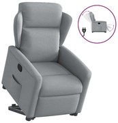vidaXL Poltrona reclinável elevatória tecido cinzento-claro