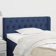 vidaXL Cabeceira de cama c/ abas tecido 93x16x78/88 cm azul