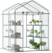 Estufa Transparente de Jardim Estufa de Plantas de 3 Níveis com Pratel