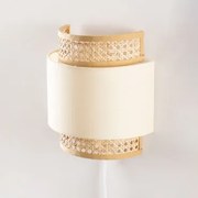 Lâmpada De Parede Em Poliéster E Rattan Satu Crema Linho - Sklum