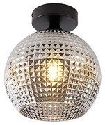 Candeeiro de tecto Art Déco preto com vidro fumê - SPHERE Art Deco