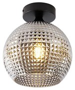 Candeeiro de teto Art Deco preto com vidro fumê - Sphere Art Deco