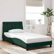 vidaXL Estrutura de cama sem colchão Hanko 100x200 cm veludo verde-escuro