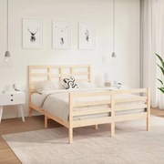 Estrutura de cama dupla pequena 4FT 120x190 cm madeira maciça