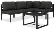 5 pcs conjunto lounge jardim com almofadões alumínio antracite