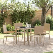 vidaXL Conjunto de Jantar de Jardim de 5 Peças Bege em Rattan Sintético